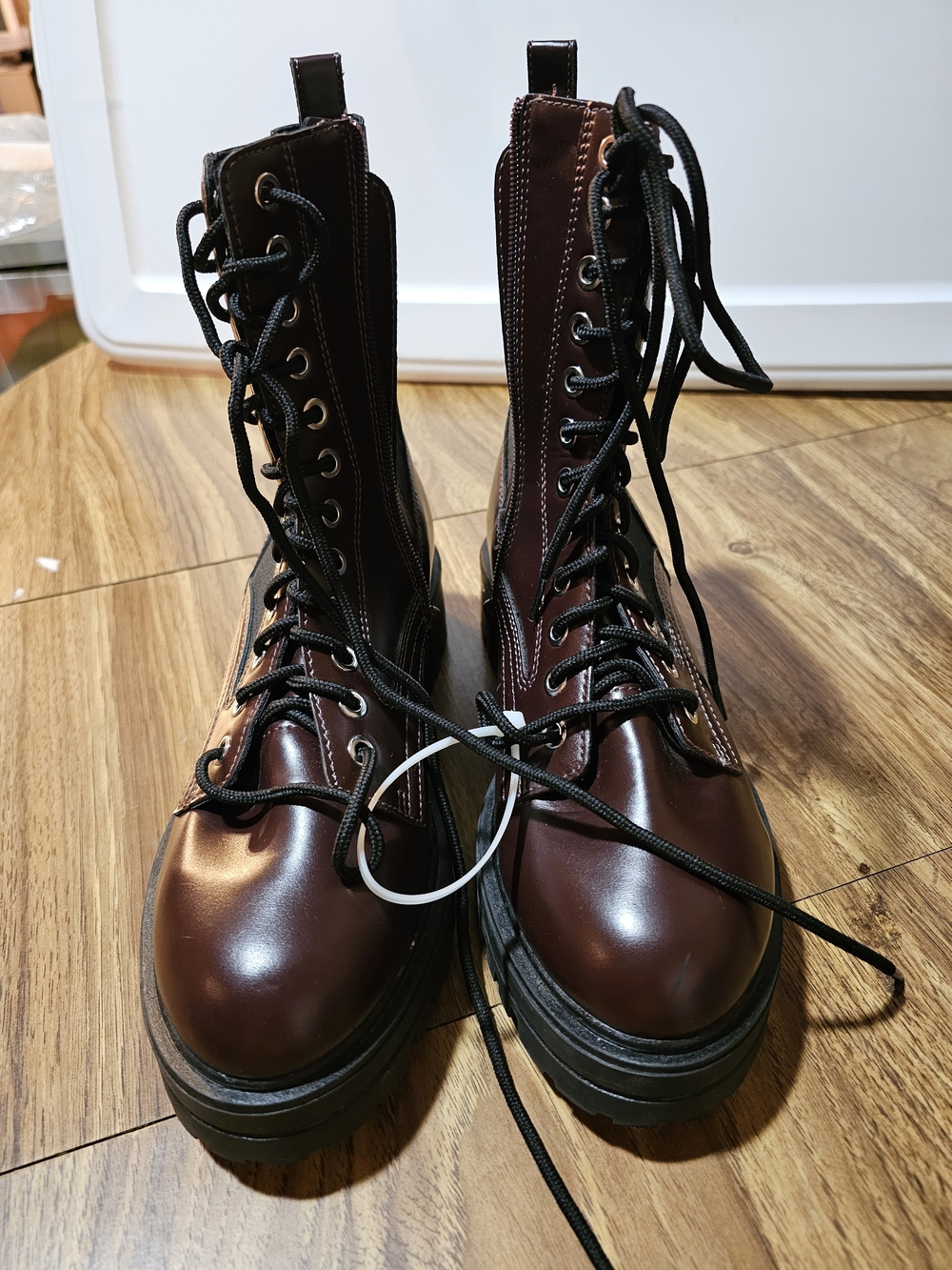 No Boundaries Korri Brown Combat Lace-Up Mid-Calf Zip Boots US 9